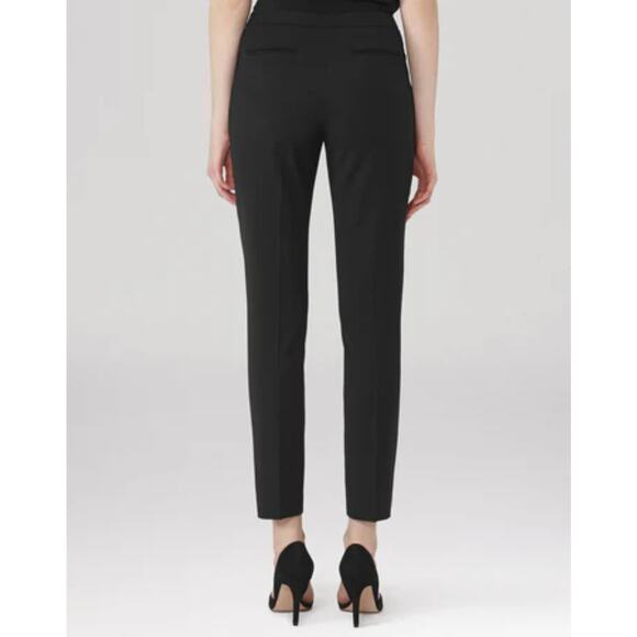 REISS Lee Trouser Pants Womens 4 Black Wool Mid Rise Tailored Slim Ankle Crop - Picture 2 of 15